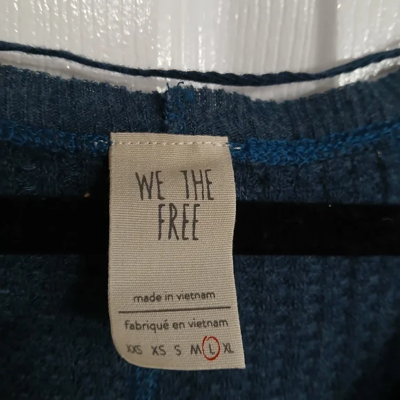We The Free Catalina Thermal Top Free People Teal Size L Boho Oversized Casual - Picture 6 of 10